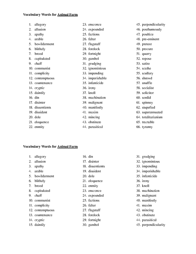 animal farm - introductory vocabulary activity preview image 1