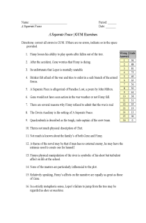 the book cover of A Separate Peace Grammar sheet
