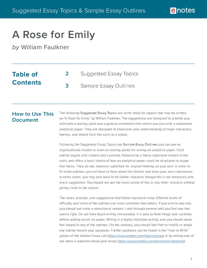 essay topics a rose for emily