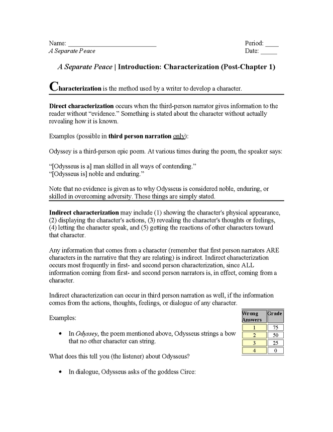 a separate peace: characterization preview image 1