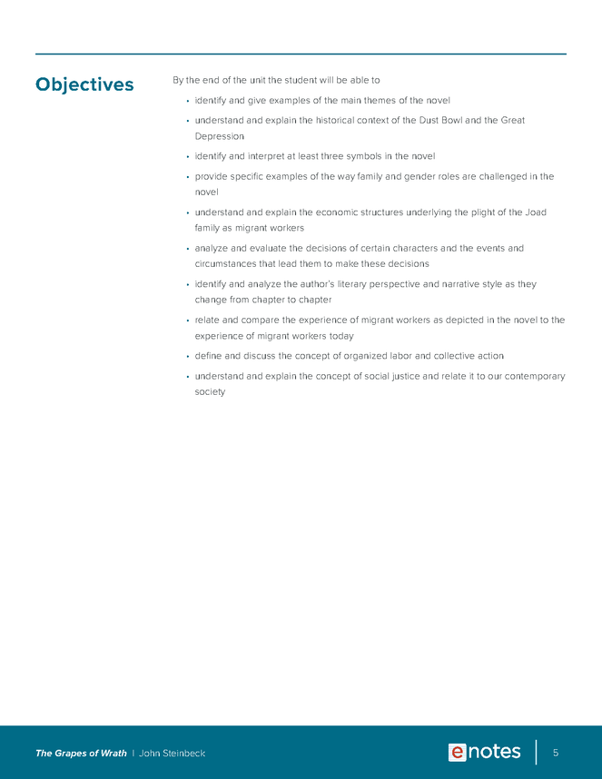 The Grapes of Wrath eNotes Lesson Plan Our eNotes... Language Arts