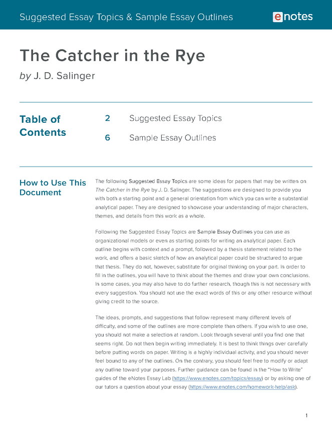 the catcher in the rye essay topics and outlines preview image 1