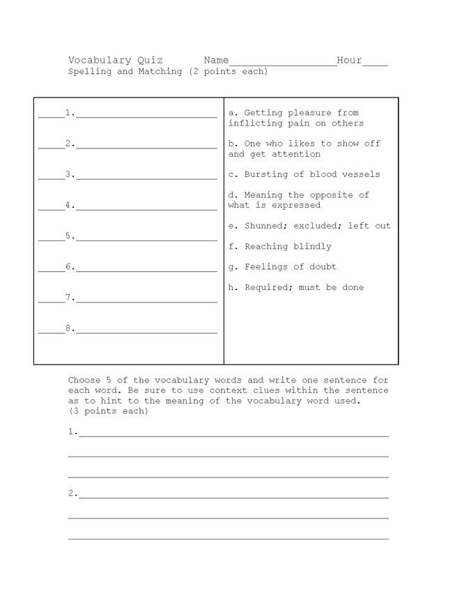 catr (part 1) vocab and spelling quiz preview image 1