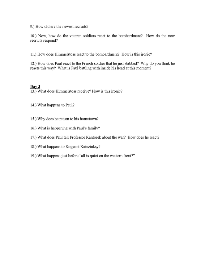 "all quiet on the western front" video questions preview image 2