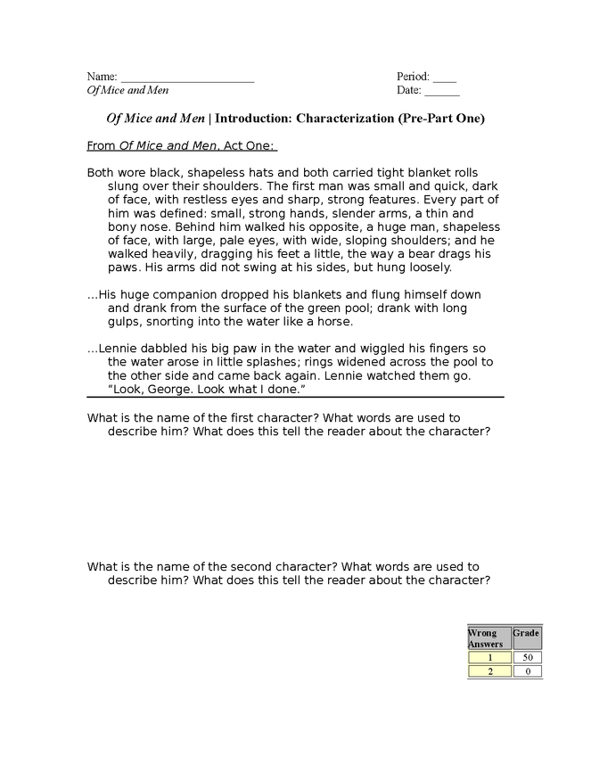 of mice and men: characterization intro preview image 1