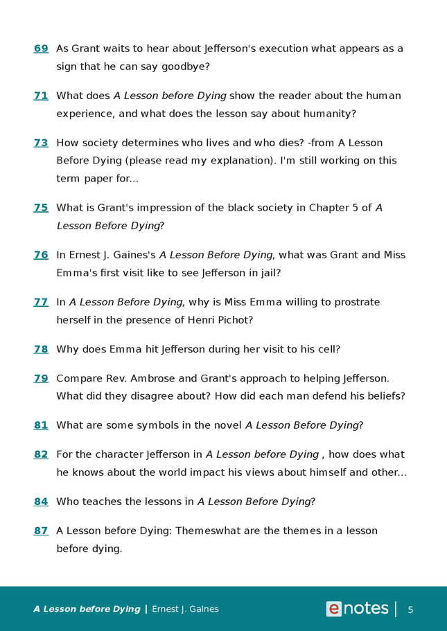 A Lesson Before Dying Chapter 7 Questions And Answers