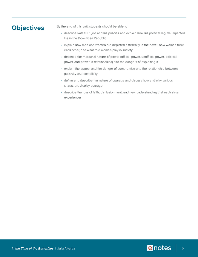 In the Time of the Butterflies eNotes Lesson Plan - eNotes.com