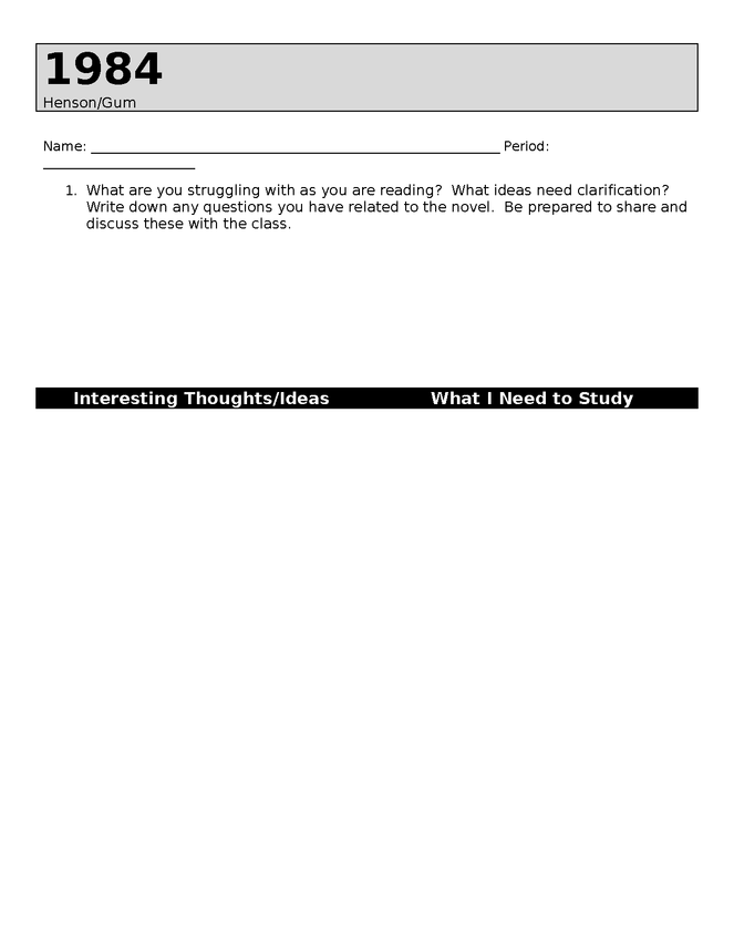1984 graphic organizer preview image 1