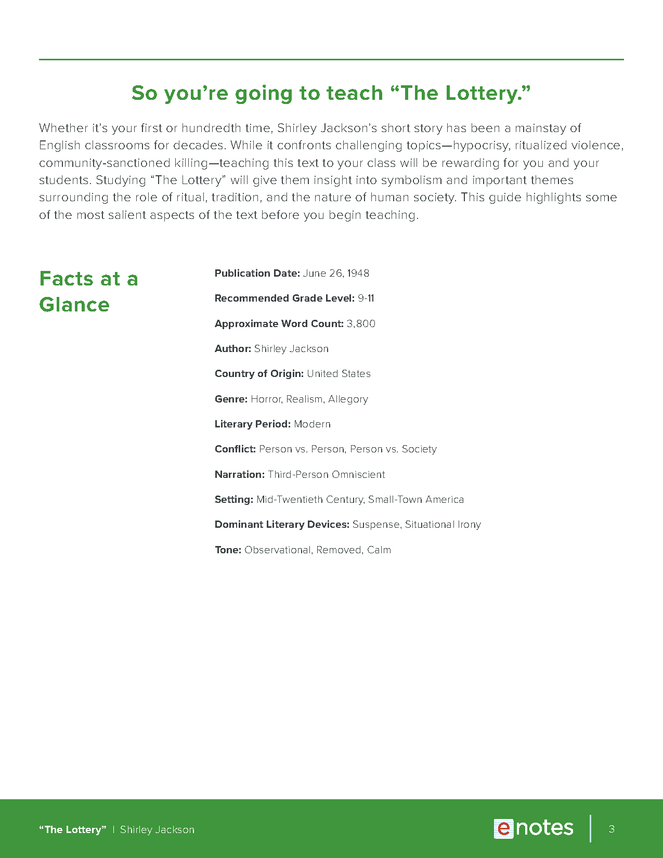 the lottery enotes teaching guide preview image 3
