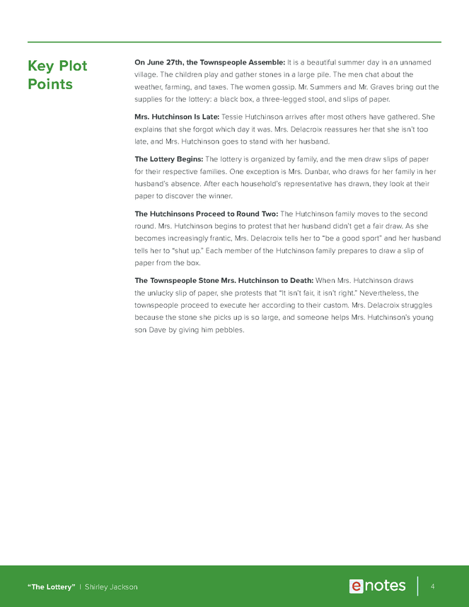 the lottery enotes teaching guide preview image 4