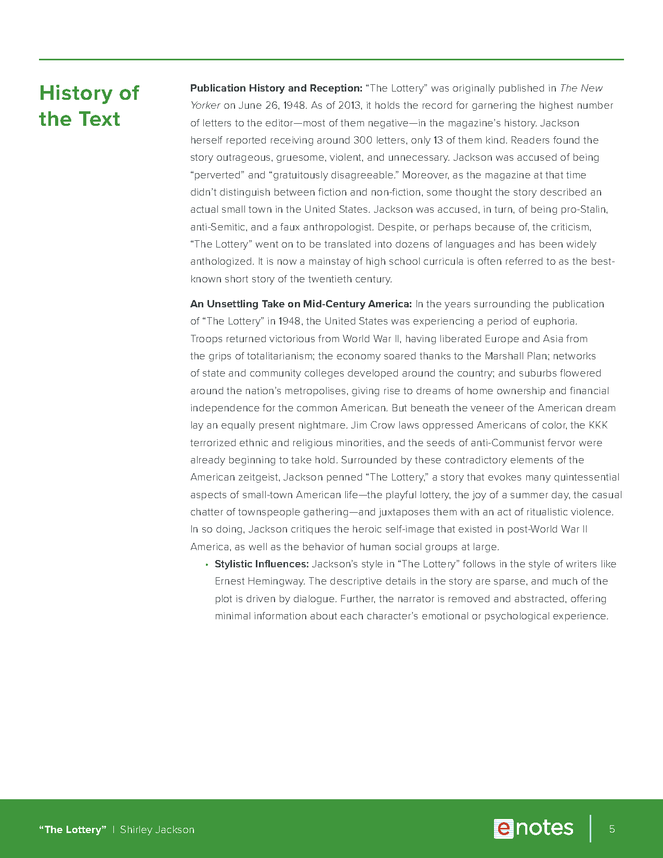 the lottery enotes teaching guide preview image 5