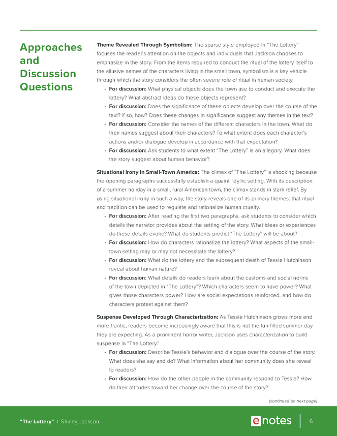 the lottery enotes teaching guide preview image 6
