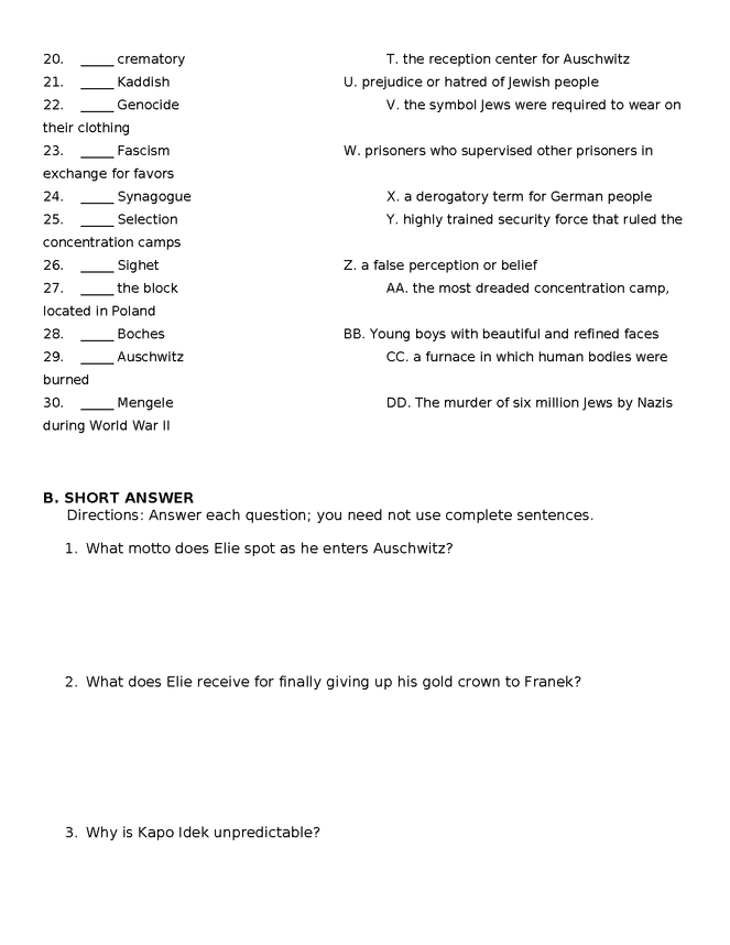 night quiz/answer key p. 1-62 preview image 2