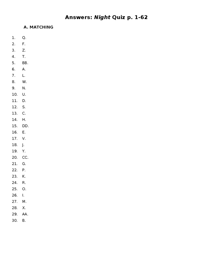 night quiz/answer key p. 1-62 preview image 4