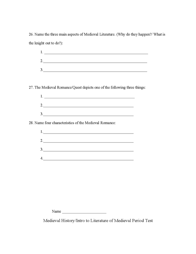 introduction to medieval history/literature test preview image 6