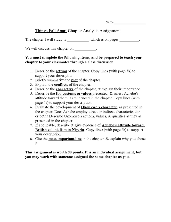 things fall apart: chapter analysis assignment preview image 1
