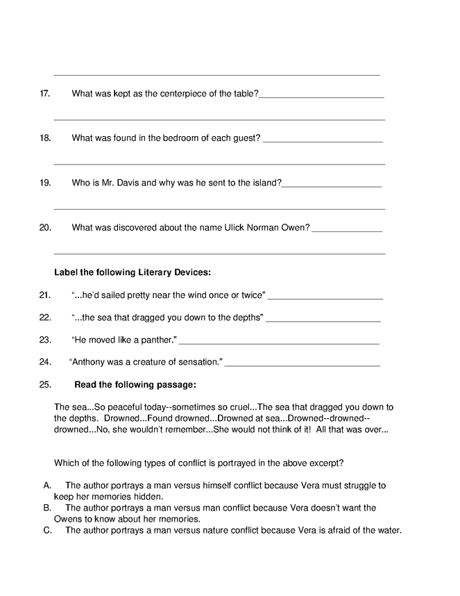 and then there were none, chapters 1-3, some questions formatted like mississippi english ii test preview image 2