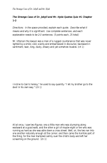 the book cover of Dr. Jekyll and Mr. Hyde Quotes Quiz ch 1-2