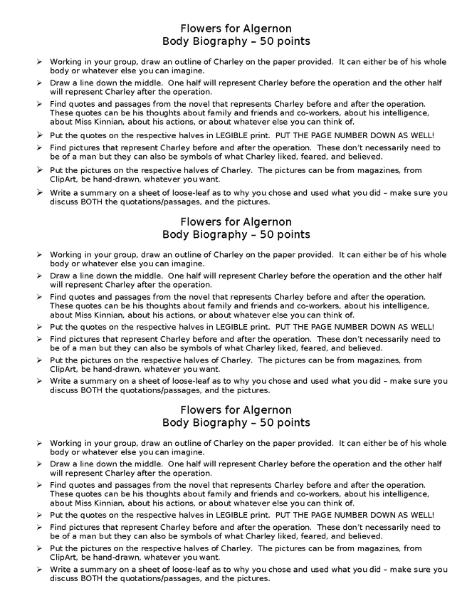 flowers for algernon:  body biography preview image 1