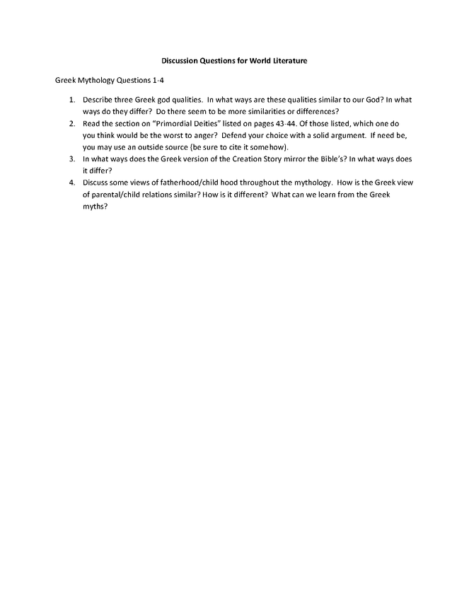 discussion questions for greek mythology preview image 1