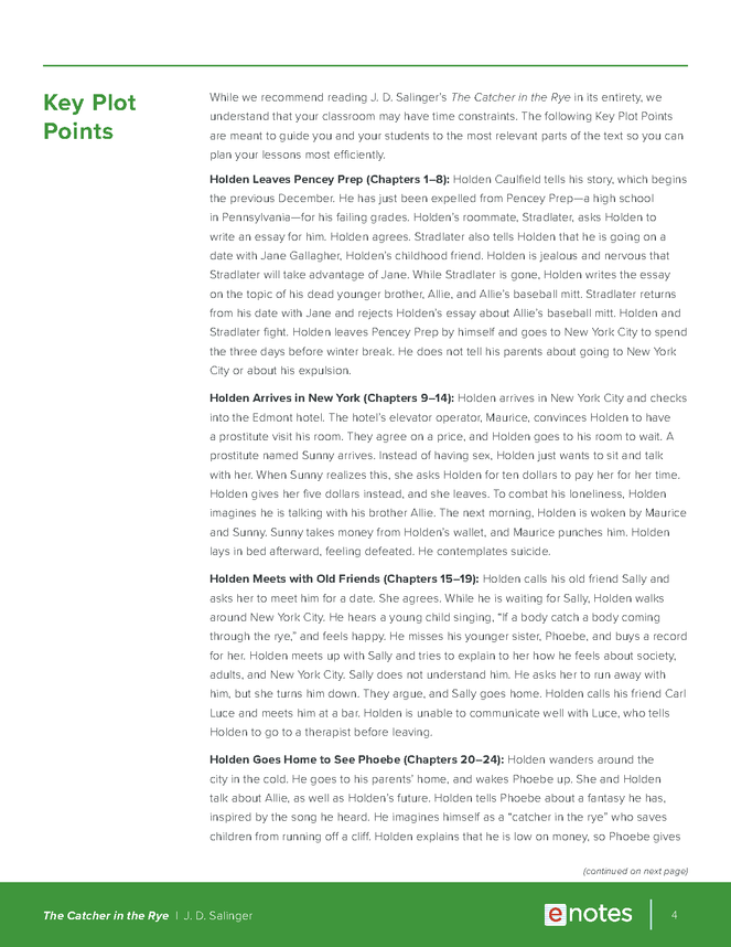 the catcher in the rye enotes teaching guide preview image 4