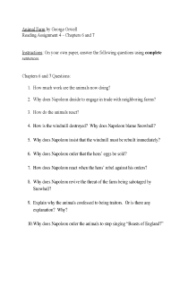 Animal Farm - Chapters 6 and 7: Follow-Along Questions / Study Guide -  