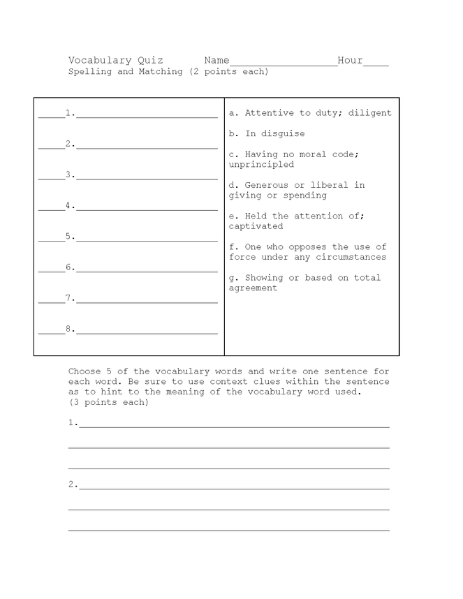 catr (part two) vocab and spelling quiz preview image 1