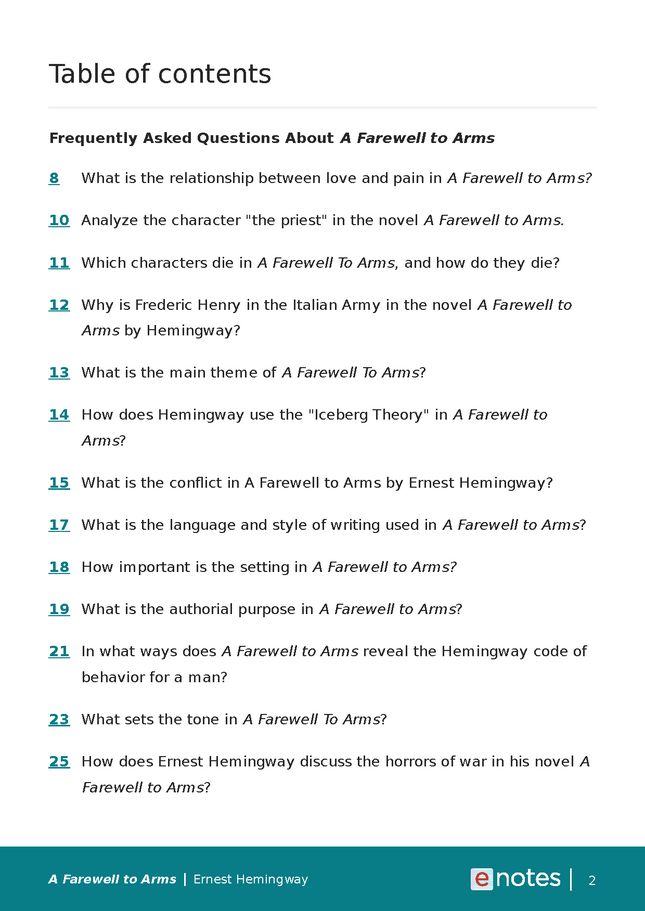 Popular Questions About A Farewell to Arms