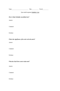 the book cover of Schindler's List Open Ended Responses
