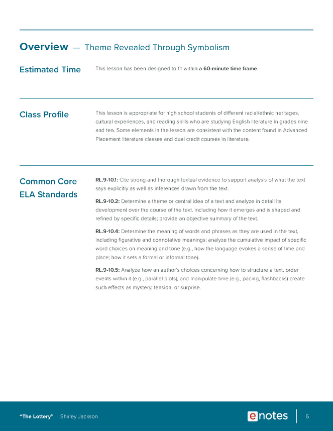 the lottery themes lesson plan preview image 5