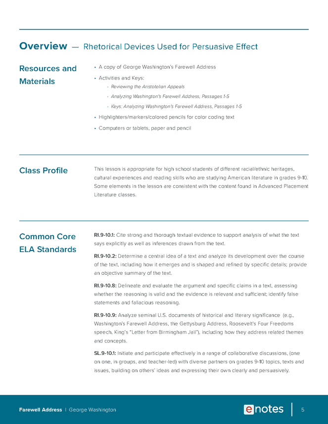 farewell address rhetorical devices lesson plan preview image 5