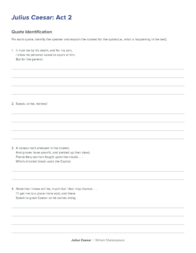 Julius Caesar Reading Comprehension Quiz - eNotes.com