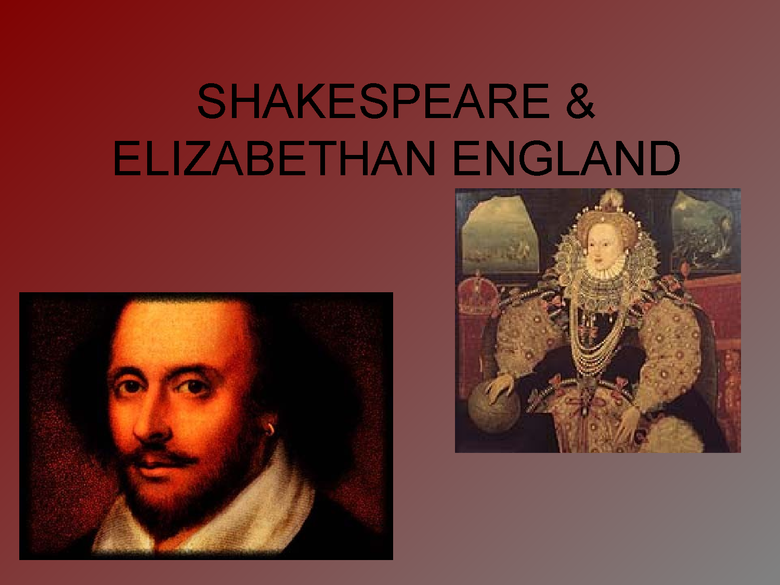 shakespeare/elizabethan england powerpoint preview image 1