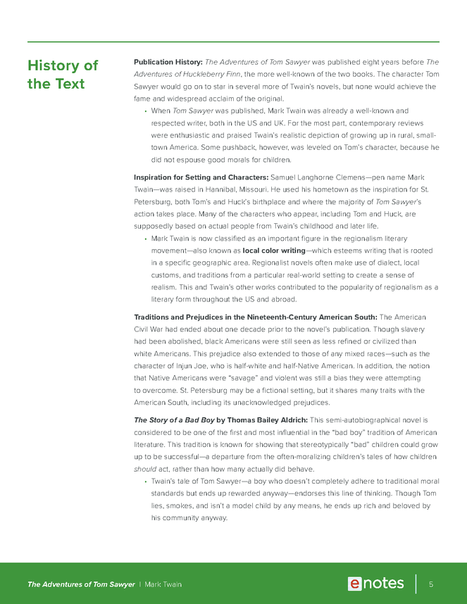 the adventures of tom sawyer enotes teaching guide preview image 5