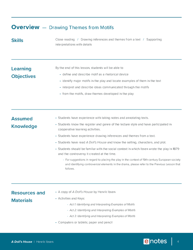 A Doll s House Literary Devices Lesson Plan ENotes