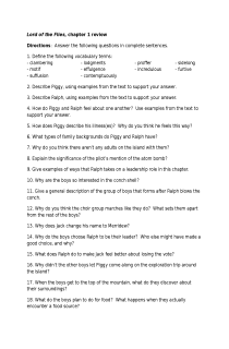 the book cover of Lord of the Flies, chapter 1 review