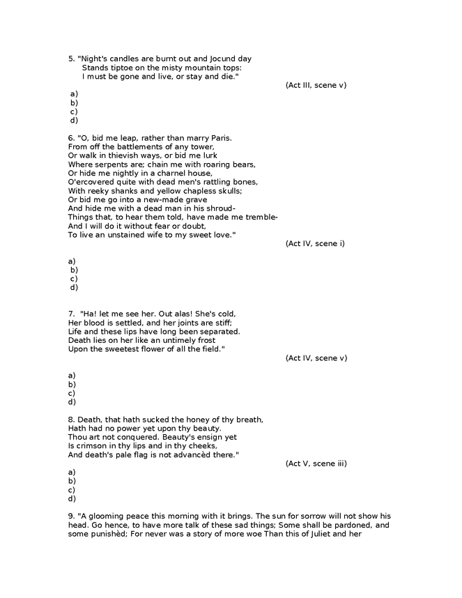 quote exam romeo and juliet preview image 2