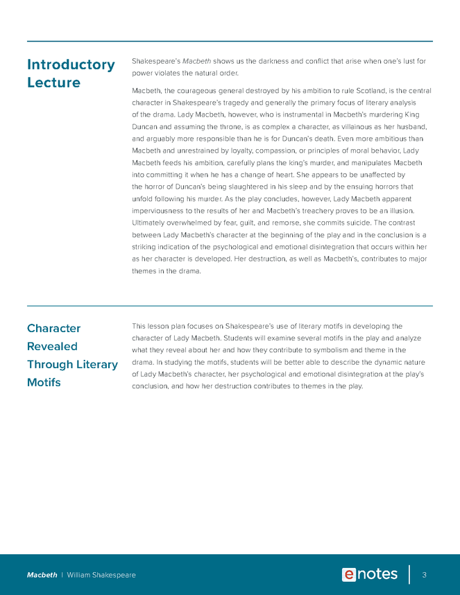 Macbeth Literary Devices Lesson Plan - eNotes.com