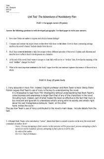 the book cover of The Adventures of Huckleberry Finn: Unit Test