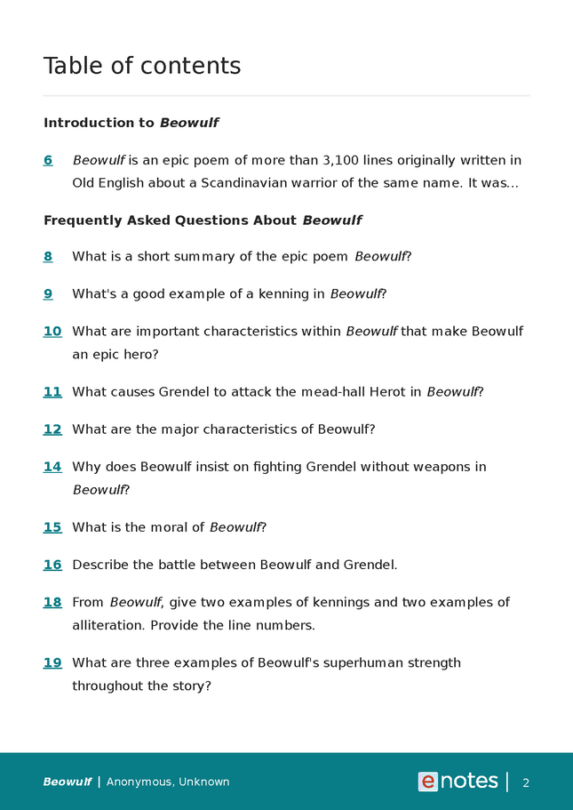 beowulf essay questions and answers