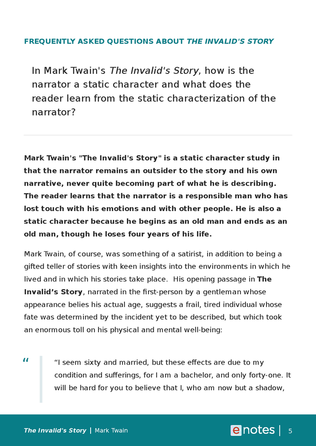 Popular Questions About The Invalid's Story