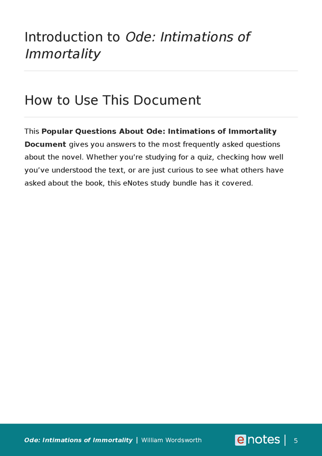 Popular Questions About Ode Intimations of Immortality