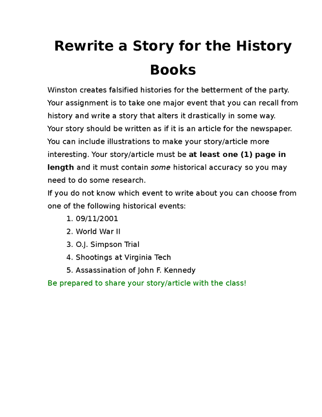 "1984" rewrite a story for the history books preview image 1