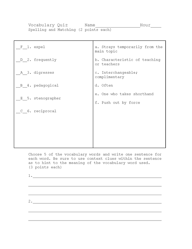 catr (part 6) vocab and spelling quiz key preview image 1