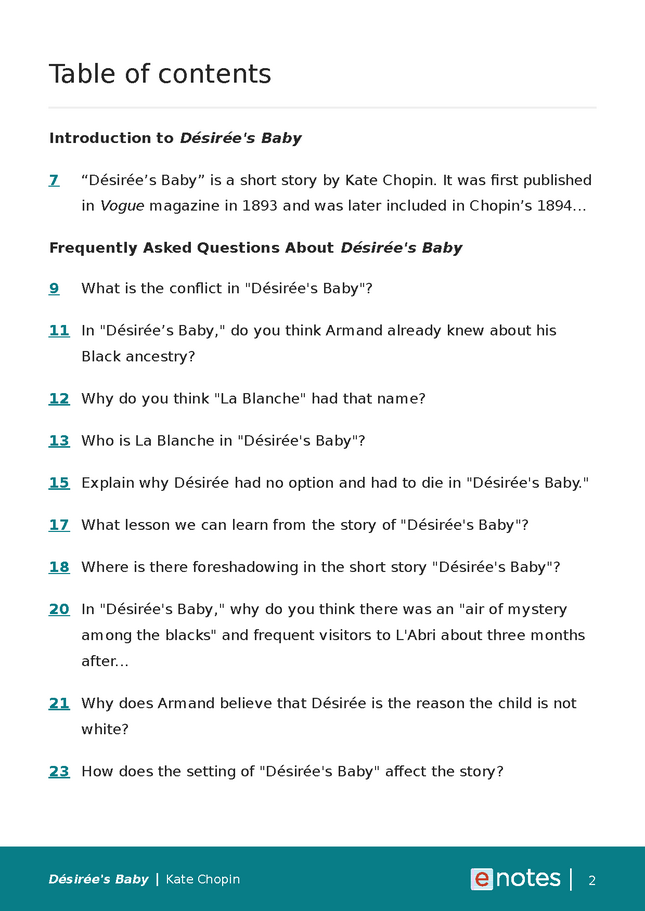 popular questions about désirée's baby preview image 2