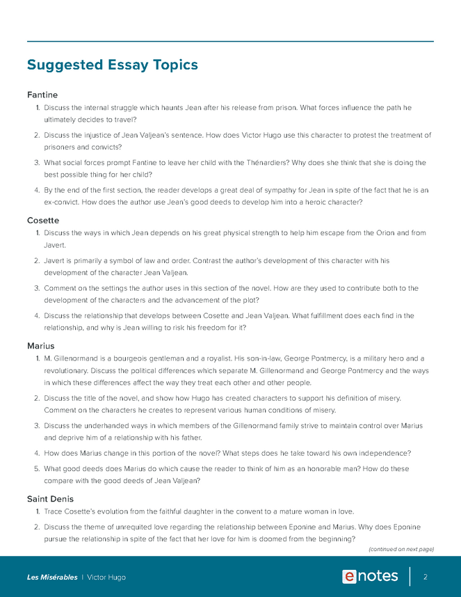 les miserables essay topics and outlines preview image 2
