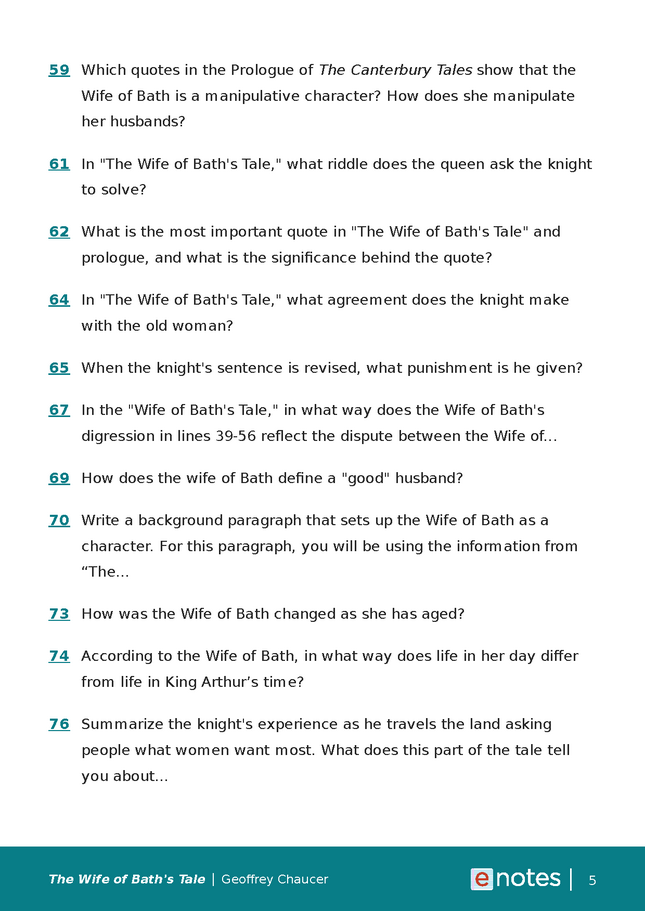 Popular Questions About The Wife Of Bath's Tale - ENotes.com