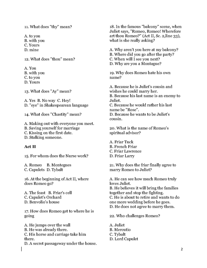 romeo and juliet final exam preview image 2