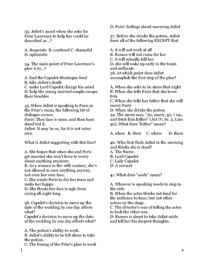 romeo and juliet final exam preview image 4