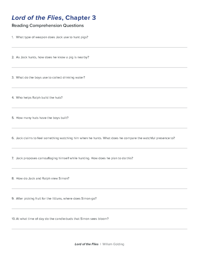 lord of the flies reading comprehension quiz preview image 5